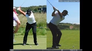 Jon Rahm golf swing  Long Iron faceon amp downtheline July 2017 [upl. by Ahsita544]