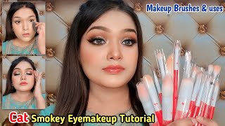 Easy Smudged Kajal Look with Nude Pink Lips  How to use Makeup Brushes Docolor [upl. by Oirrad]