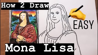 How to Draw EASY Mona Lisa  by Leonardo da Vinci  Step by Step for Kids monalisa howtodraw [upl. by Melentha]