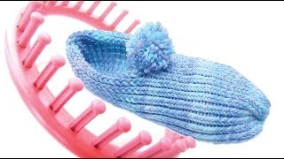 How to make slippers with a round knitting loom [upl. by Kirima]