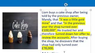 How to apply misrepresentation Liam cupcake scenario [upl. by Jenda]