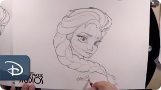 HowTo Draw Elsa From Frozen  Disneys Hollywood Studios [upl. by Reyotal]