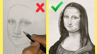 HOW TO DRAW MONALISA Step by step for beginners  PENCIL DRAWING [upl. by Dnartreb626]