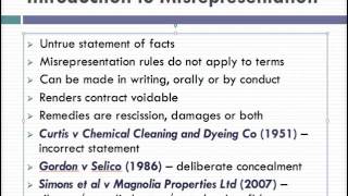 Misrepresentation Lecture 1 of 4 [upl. by Aley]