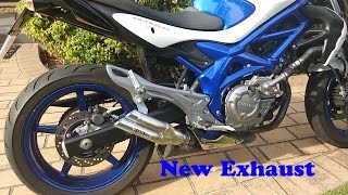 Suzuki Gladius SFV650 Exhaust change  Standard exhaust to IXIL Hyperlow [upl. by Letsirk]